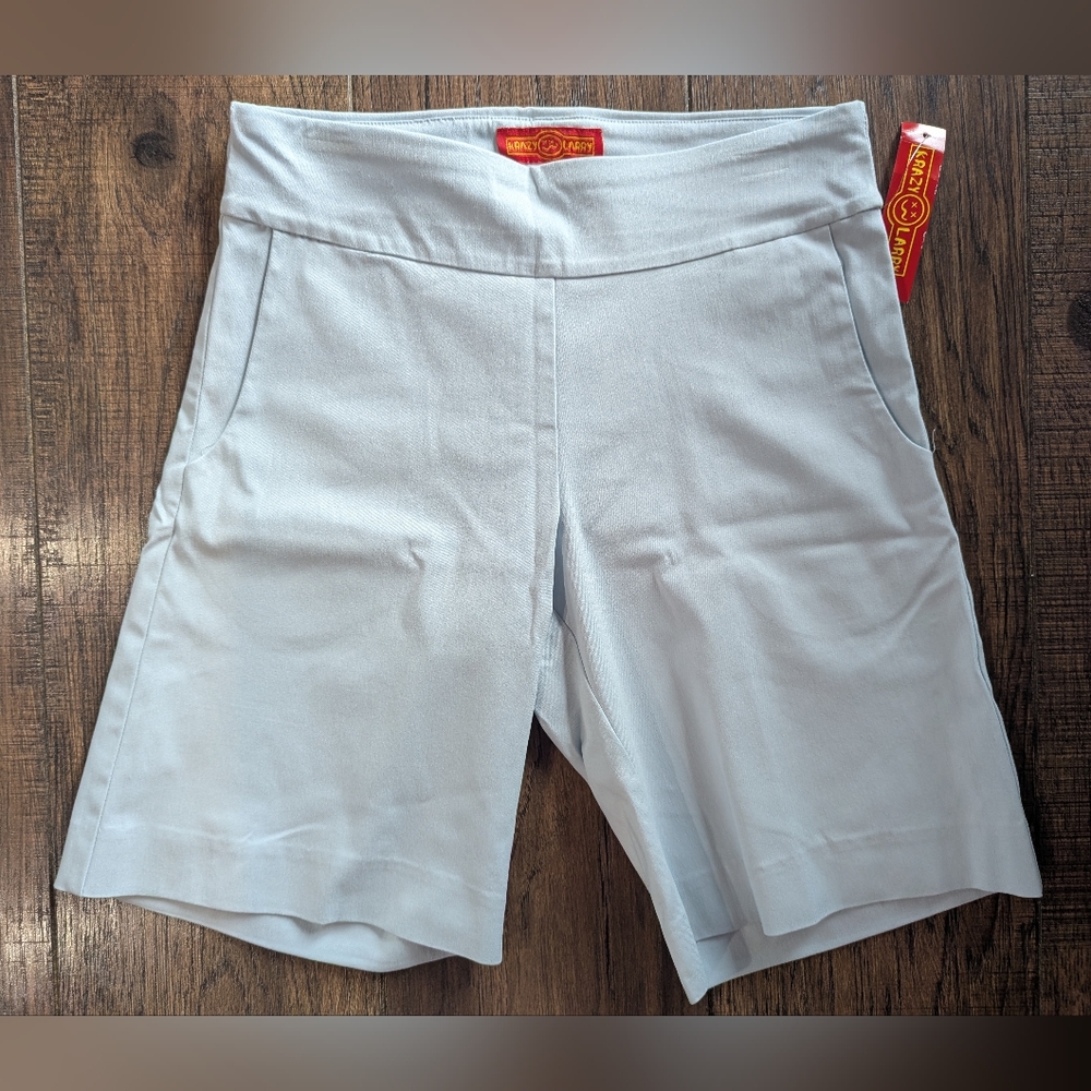 Krazy Larry Womens Light Chalky Blue Biker Shorts Size S NWT Stretch USA Cute!